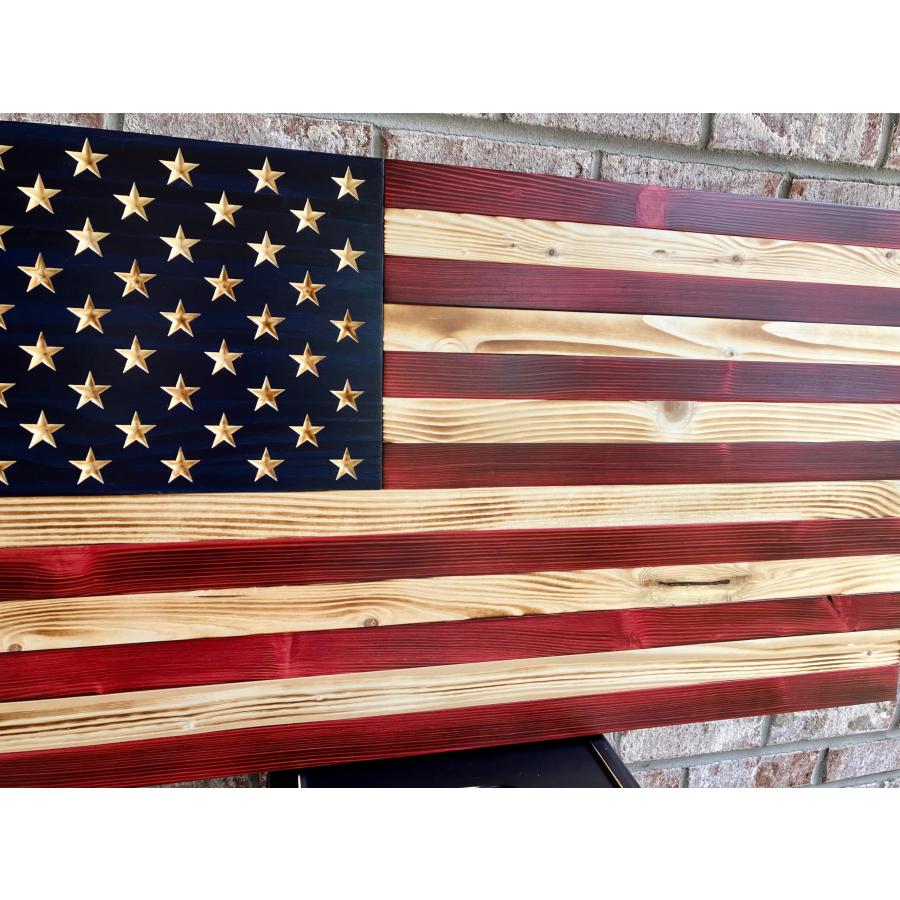 ラスティック 木製アメリカ国旗 ウォールアート 約78×146cm 天気保護仕上げ 壁掛けの画像
