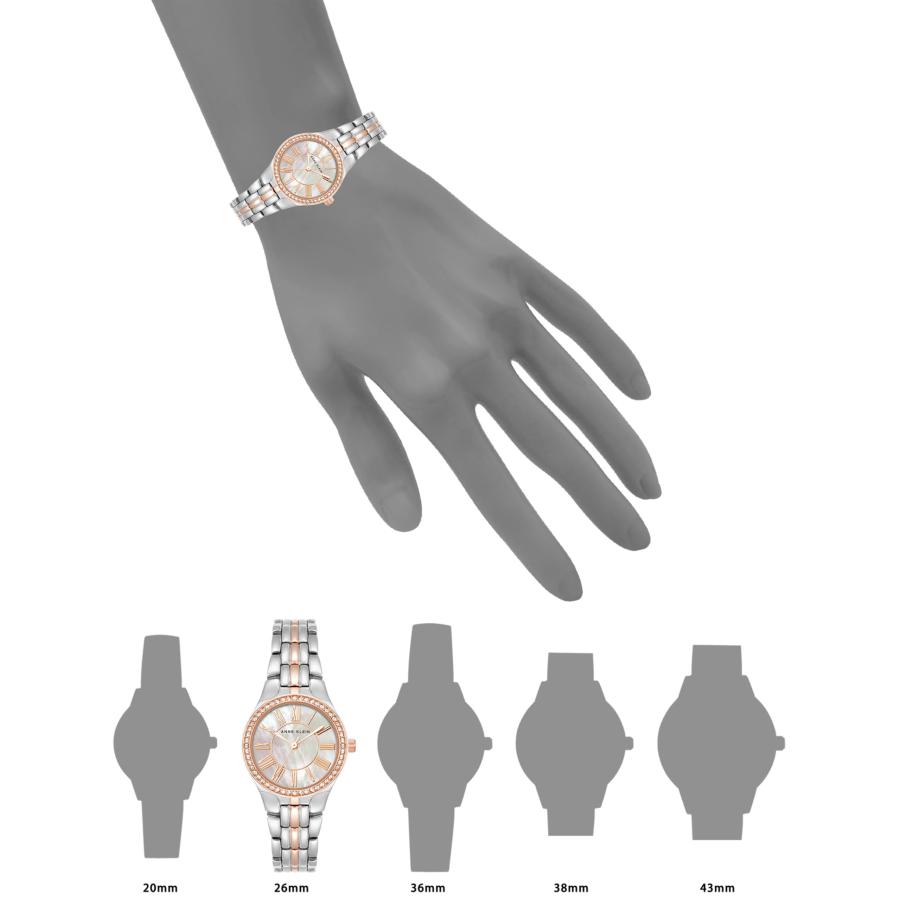 Anne Klein レディースプレミアムクリスタルアクセントブレスレットウォッチ, シルバー/ローズゴールド, ブレスレットの画像