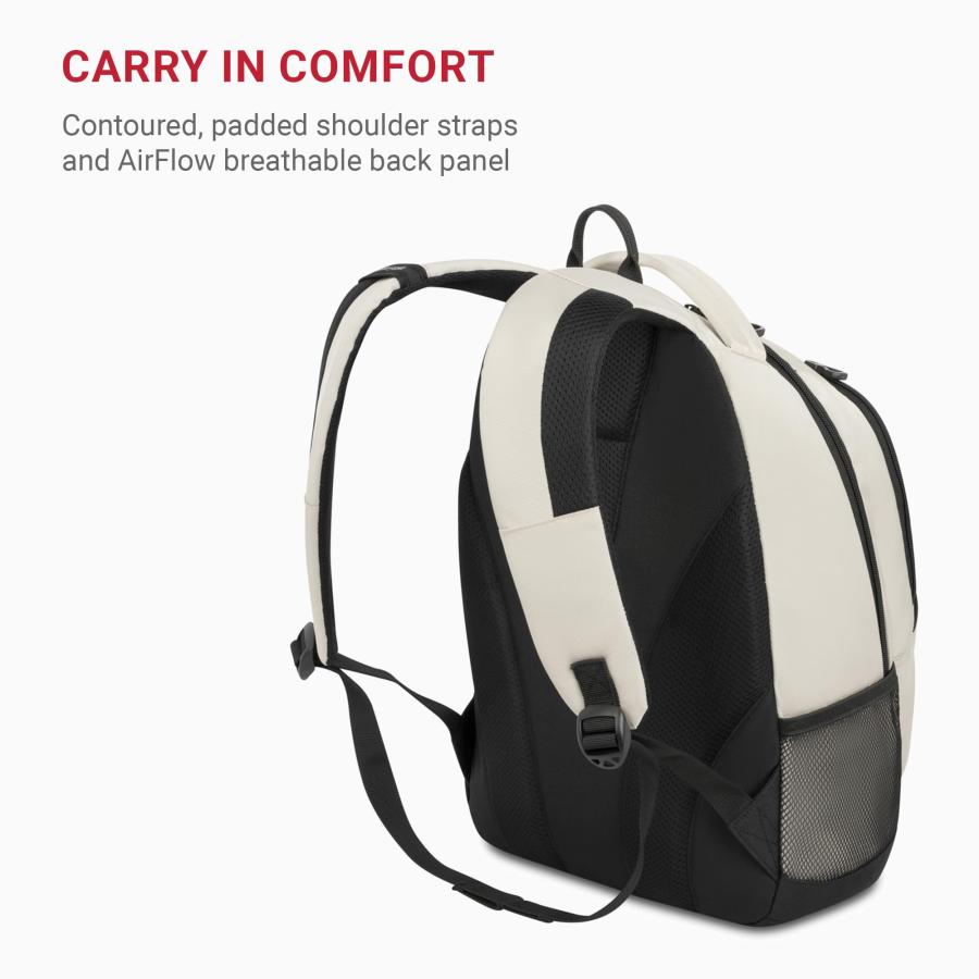 SwissGear 1186 スペシャルエディション 13インチ ラップトップバックパック クリーム/ブラック エアフロー背面 バンジーコード Dリング付きの画像