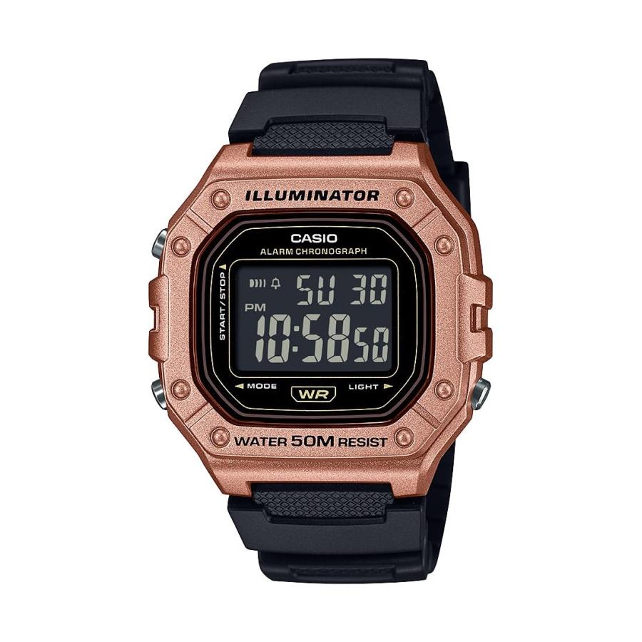Casio W-218HM-5BV メンズ デジタルウォッチ ブラック/ゴールド 50M