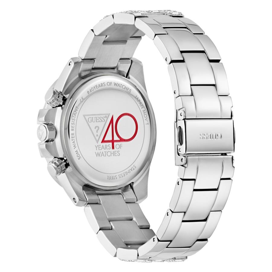 GUESS レディース 39mm 腕時計 - シルバートーン シルバー文字盤 シルバートーンケース, シルバー, ICONIC 40TH。の画像