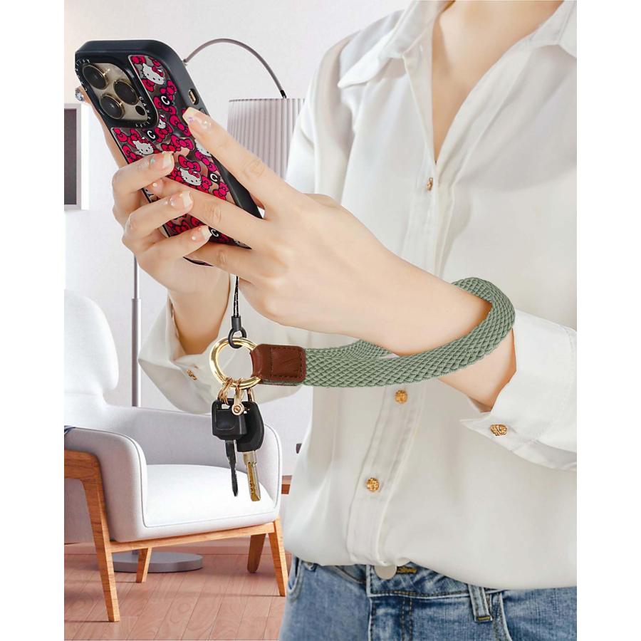 WEESMILE キーチェーン、伸縮性のあるキーチェーンリストレット、かわいいリストストラップストラップ、車のキー用Dリング付き レディース メンズ, 魚 - パインの画像