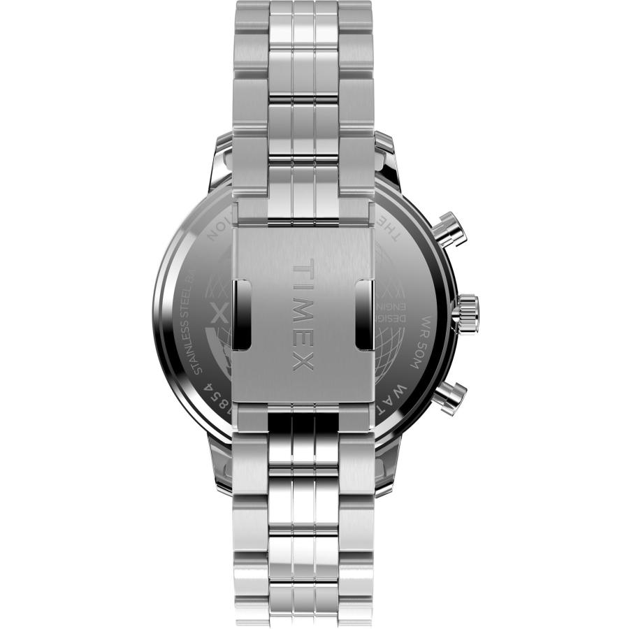Timex メンズ Chicago クロノグラフ 45mm ステンレスブレスレット ブルーダイヤル シルバートーンの画像