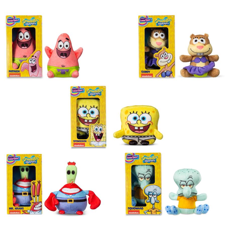 Micro Teenies - Spongebob Square Pants 5-Pack - Collectible Miniature Plush Figure, Suffed Animal, Toy Mini Soft Figure for Kids Ages 4+の画像
