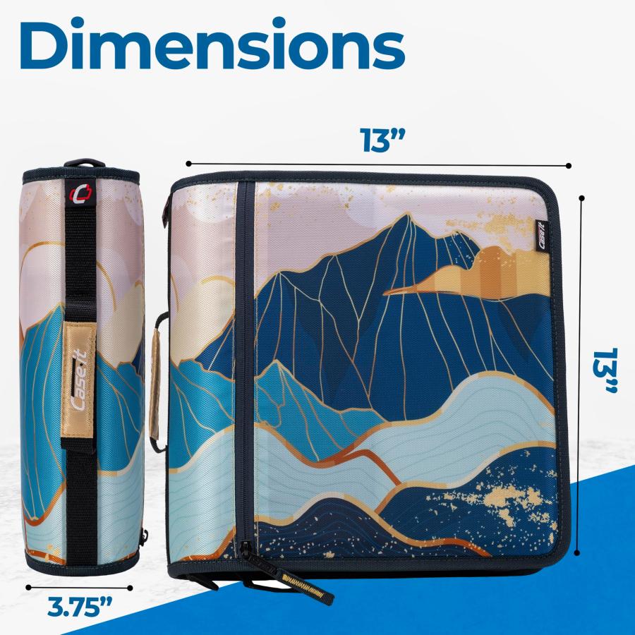 Case-it Might Zipタブジッパー、3インチOリング、5色のタブ付き、拡張ファイルフォルダーとショルダーストラップとハンドル、D-146-P Mountains。_1