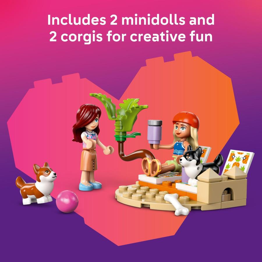 LEGO Friends Surfing Dogs and Scooter Adventure - Building Toy Pretend Play Set for Kids， Girls and Boys， Ages 6+ - with 2 Minidolls and 2 Corgi Toy D