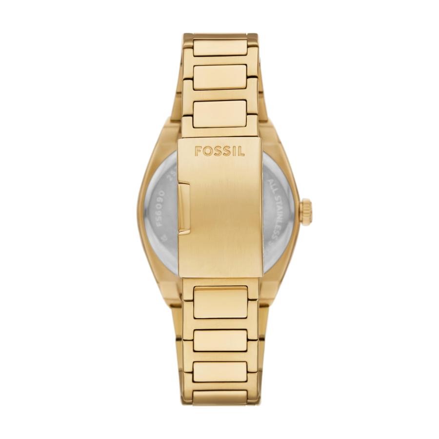 Fossil エベレット 3針デイト クォーツ メンズ腕時計 FS6090 42mm ゴールドステンレス グリーンサンレイダイヤル ミネラルクリスタルの画像