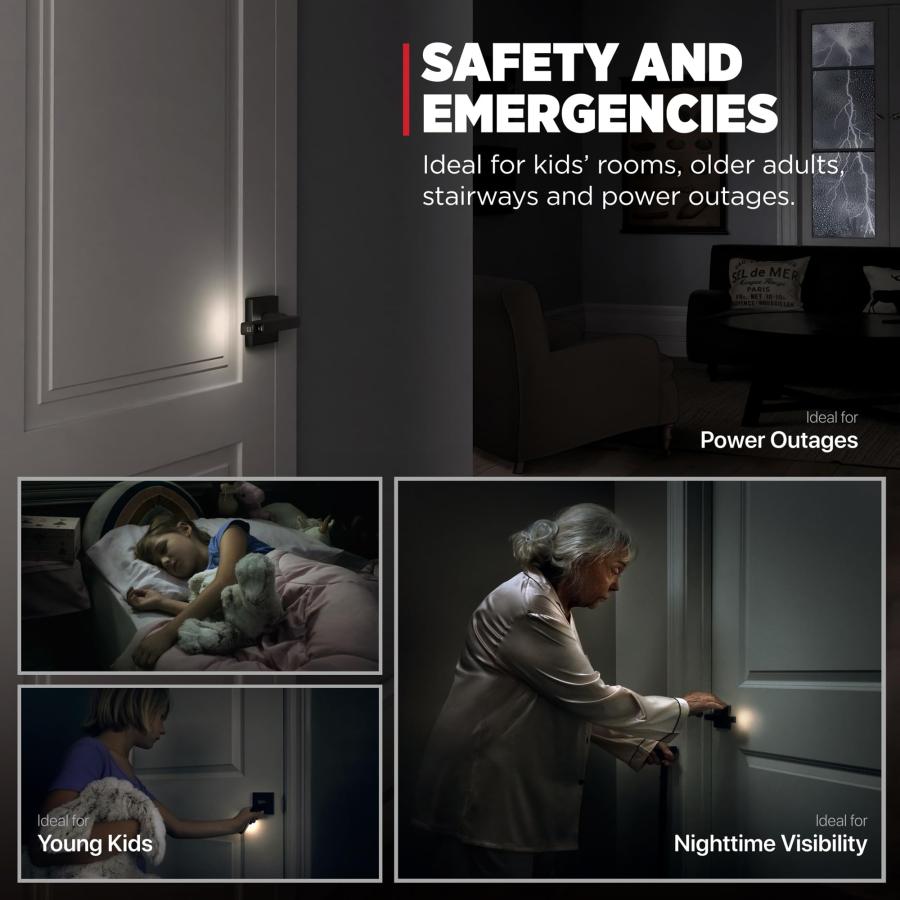 Kwikset ハリファックス LED モーション起動 ライトアップ パッセージドアレバー クローゼットや廊下のドア用 リバーシブルノンロックハンドルレバー マットブラ_6