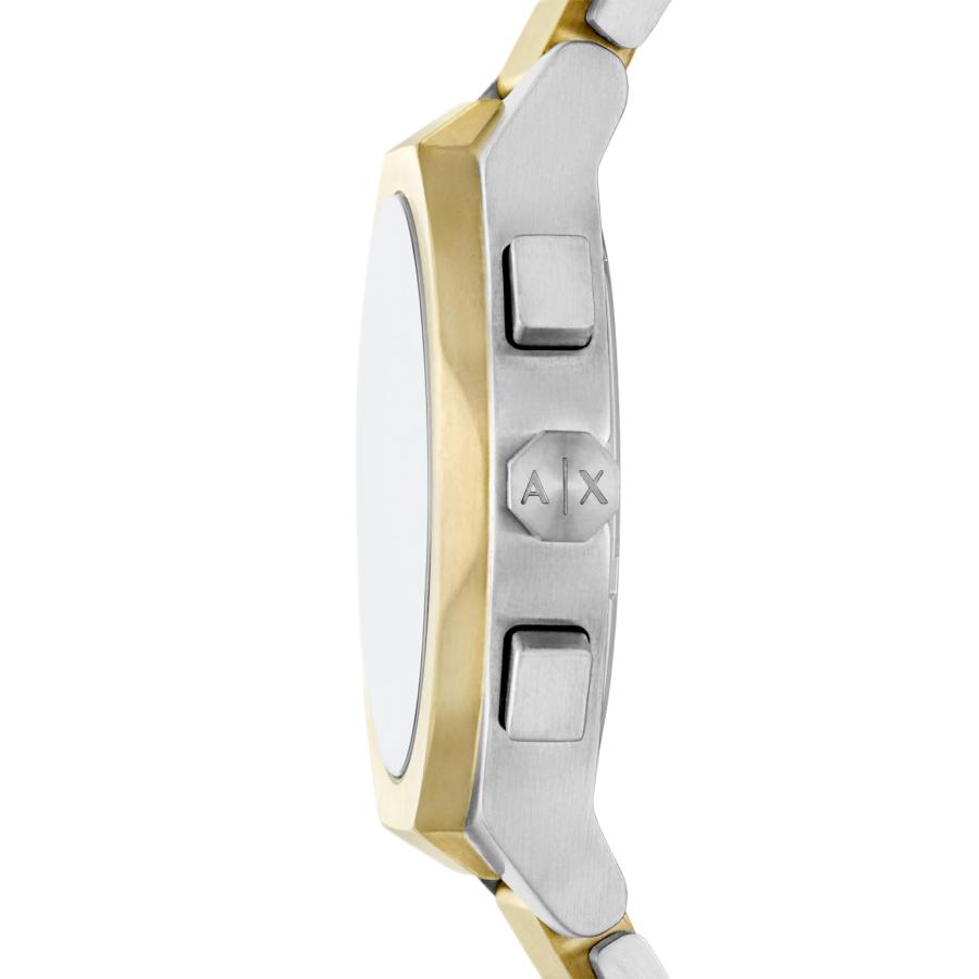Armani Exchange Sync メンズ クロノグラフ腕時計 42mm グリーンサンレイダイヤル ツートーンブレスレット 5気圧防水の画像