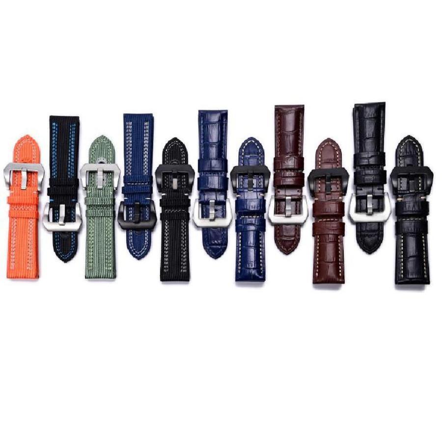 時計ベルト 本革×ナイロン 幅22〜24mm 編み込み 通気性 メンズ カジュアル ユニーク 交換バンドの画像