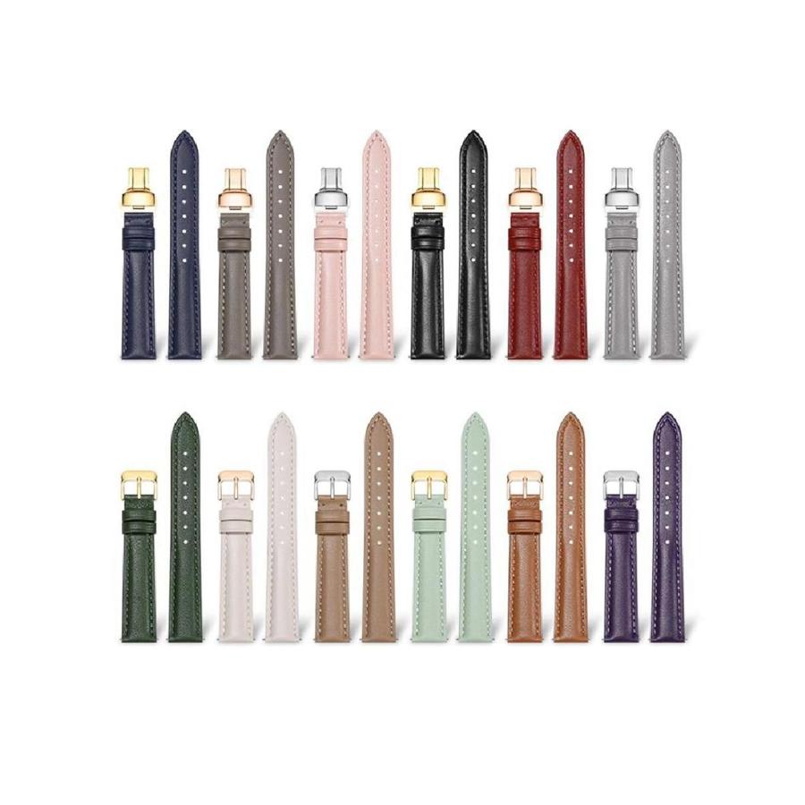時計ベルト 本革 幅10〜22mm ピンバックル レディース シンプル エレガント 交換バンド 汎用の画像