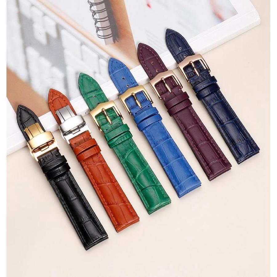 時計ベルト 本革 幅12〜26mm バタフライバックル メンズ レディース ユニセックス 交換バンド 汎用の画像