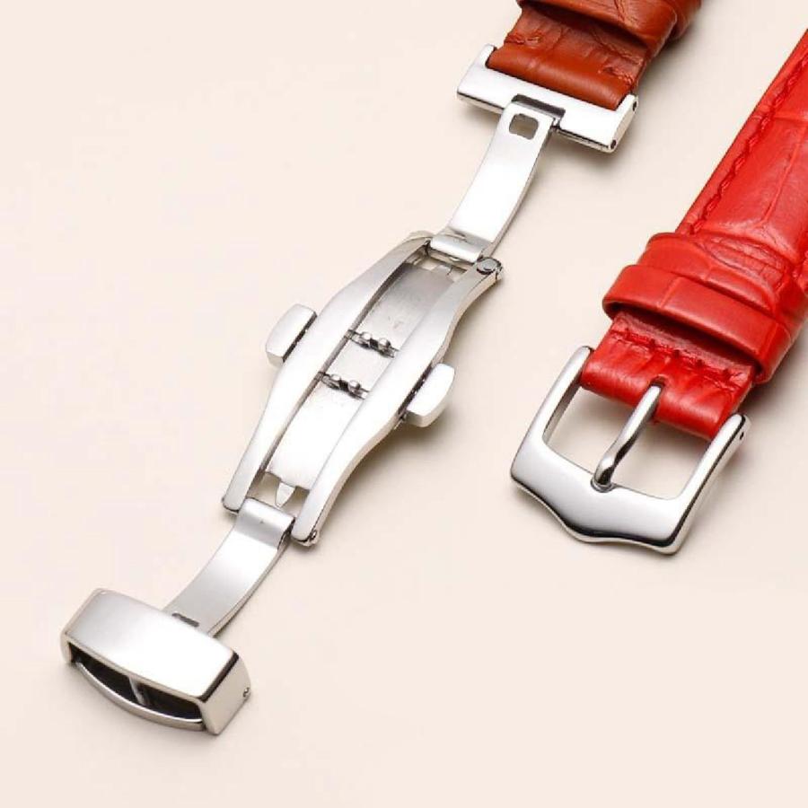 時計ベルト 本革 幅12〜24mm バタフライバックル メンズ レディース ユニセックス 交換バンド 汎用の画像