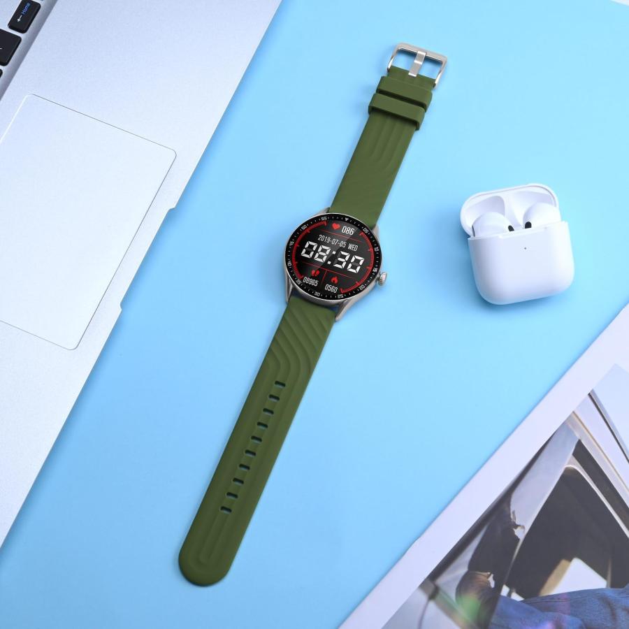 ANBEER シリコン腕時計バンド 21mm クイックリリース グリーン×ブラックバックル 大きめ手首対応 エクストラロングの画像