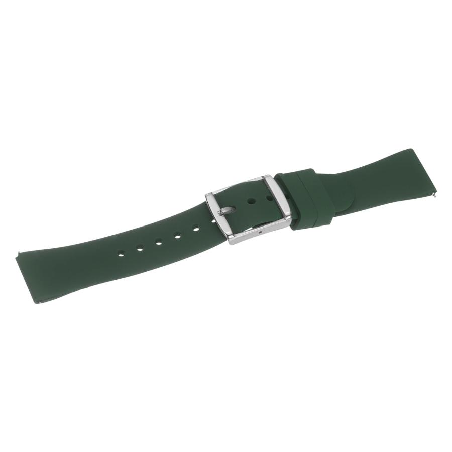 HARFINGTON シリコン腕時計バンド 20mm クイックリリース ディープグリーン シルバーバックル ステンレス 防水 男女兼用の画像