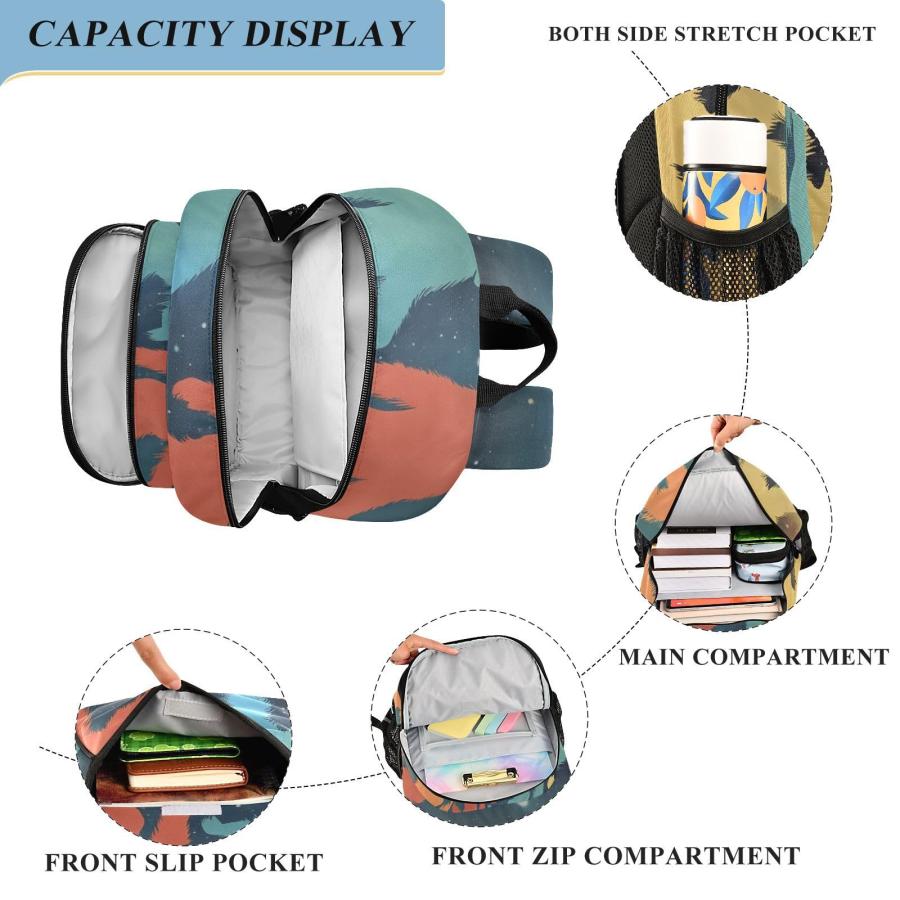 XYMZR Backpack Silhouette Sasquatchs Colorful Travel Laptop Daypack Shoulder Bag Book Bag Daypack with Reflective Strip 12.9 ×17.7 In_3