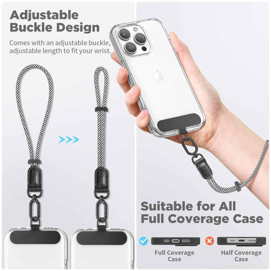 [SURPHY] スマホストラップ 手首 ハンドストラップ 携帯ストラップ 長さ調整可能 携帯電話/カメラ/USBメモリ/鍵マスコット/キーなどにも適応 スマホ ストラップの画像