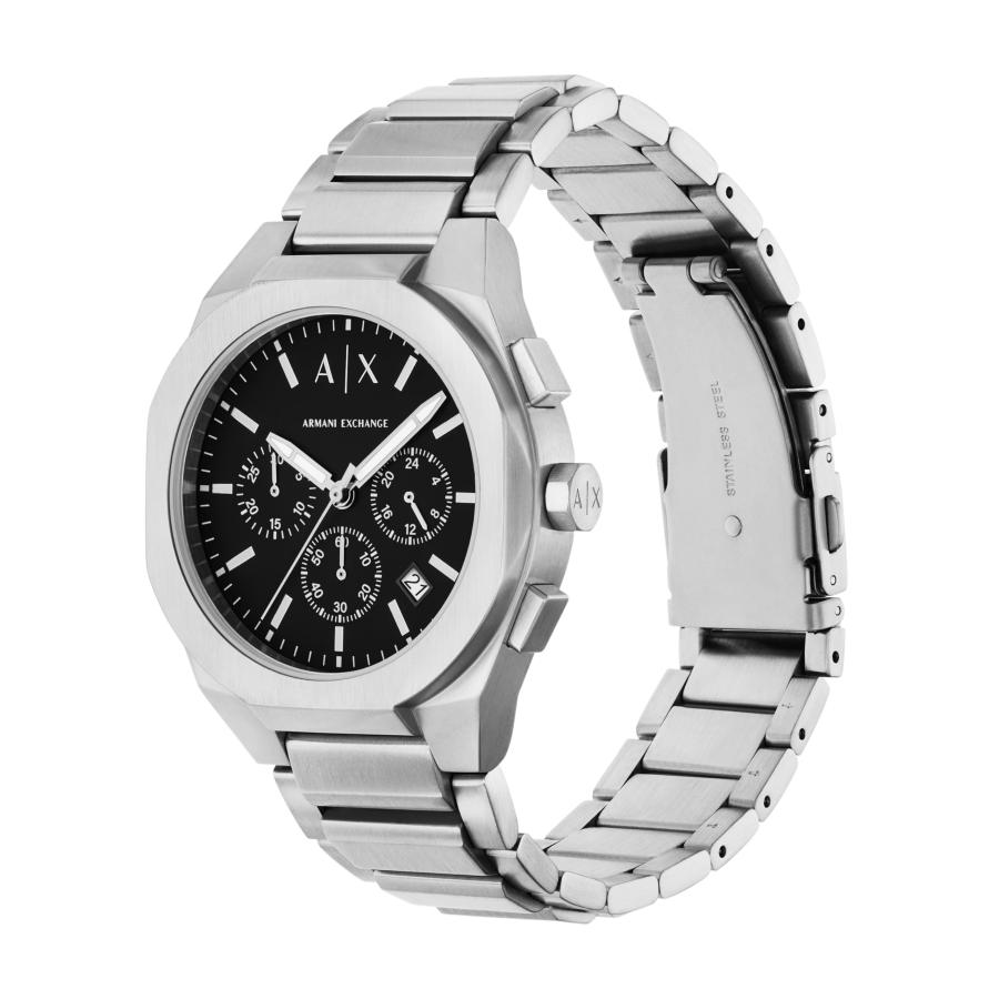 Armani Exchange A|X Sync クロノグラフ メンズ腕時計 44mm シルバーステンレスケース マットブラックダイヤルの画像