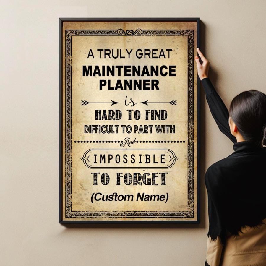 Custom Name Maintenance Planner Gifts for Women Men, A Truly Great Maintenance Planner Poster Canvas Wall Art for Home Office Decor Motivational Posteの画像