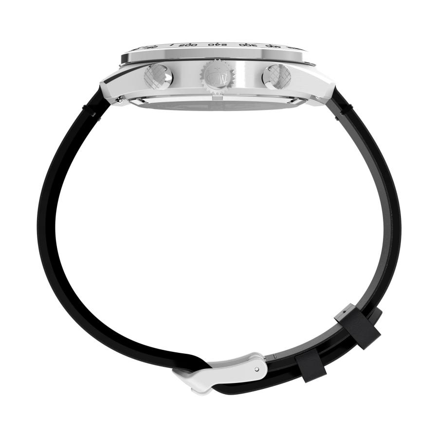 Timex ウォーターベリー クロノグラフ 41mm ブラックストラップ シルバー文字盤 ステンレスケース メンズの画像