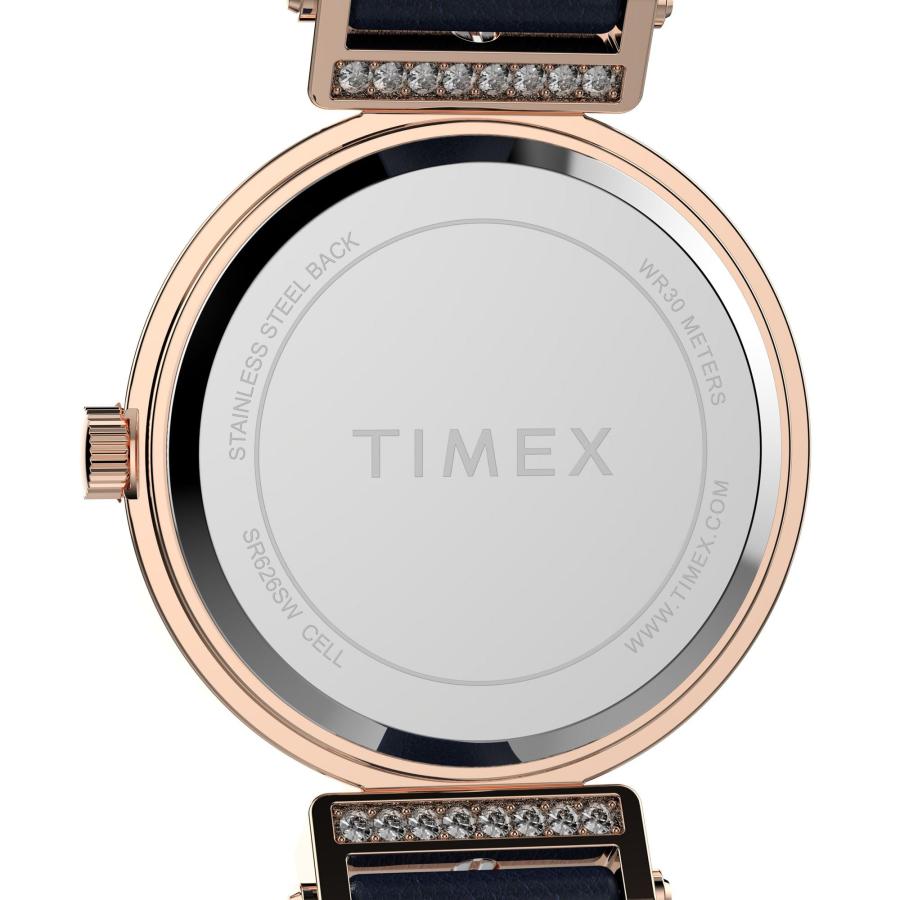 Timex レディース Main Street 31mm 腕時計 - ピンクストラップ シルバーダイヤル ローズゴールド調ケース, ピンクの画像