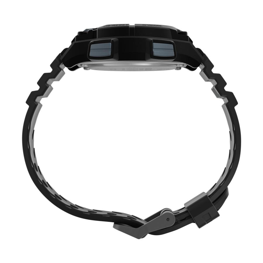 Timex メンズ Ironman Shock Endure 42mm 腕時計 ブラックストラップ デジタルダイヤル 耐衝撃樹脂ケース 3ラップメモリクロノグラフ INDIGLO バックライトの画像