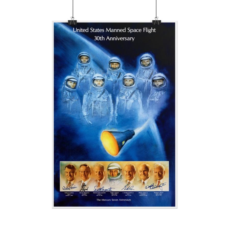 Mercury Seven 1991 トリビュートポスター NASAマーキュリー計画 宇宙飛行士 200gsmマット紙プリント_1