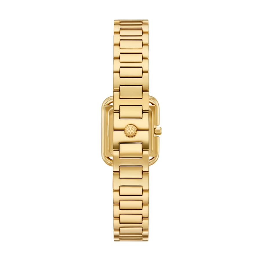 Tory Burch レディースミニキラスクエアゴールドステンレススチールブレスレットウォッチ(モデル:TBW6022)、ゴールドの画像