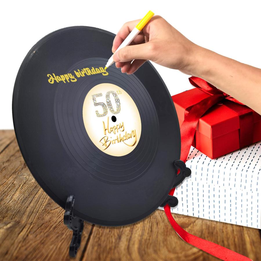 ビニールレコード型サインポスター 50歳誕生日デコレーション 11.6