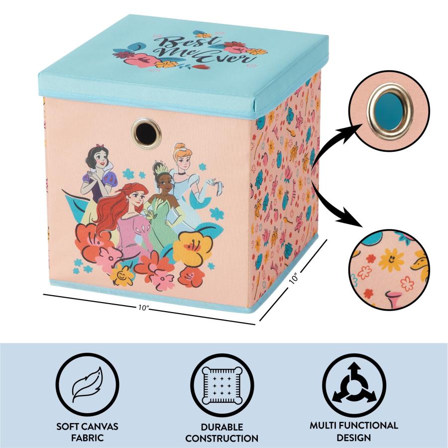 Idea Nuova ディズニープリンセス 折りたたみ収納キューブ 25cm角 蓋付き 寝室・クローゼット_3