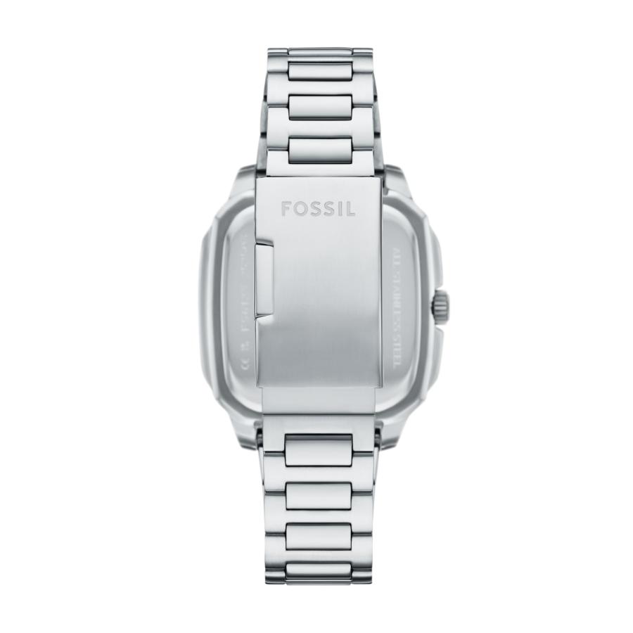 Fossil Crosby メンズ 3針 日付表示 ステンレススチールウォッチ 42mm シルバー×ブラック ミネラルクリスタル クォーツ FS6122の画像