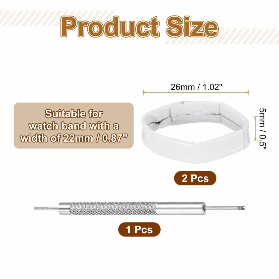 レザー腕時計バンドループ 22mm 交換用バンドキーパー ウォッチストラップホルダー リテーナー ファスナーリング ホワイト 2個_1