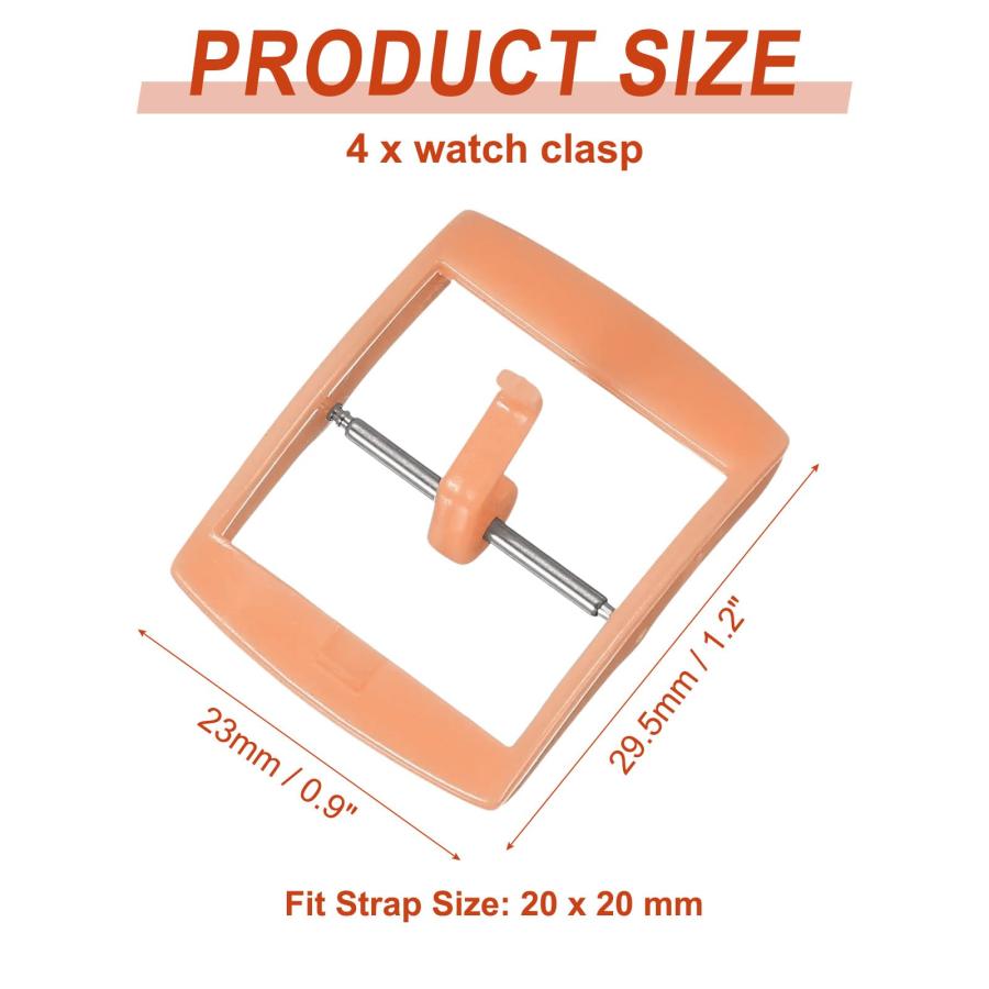 uxcell 腕時計バンド交換用バックル 20mm プラスチック製 ベージュ 4個入 レザー/シリコン/ナイロン/キャンバスバンド対応の画像