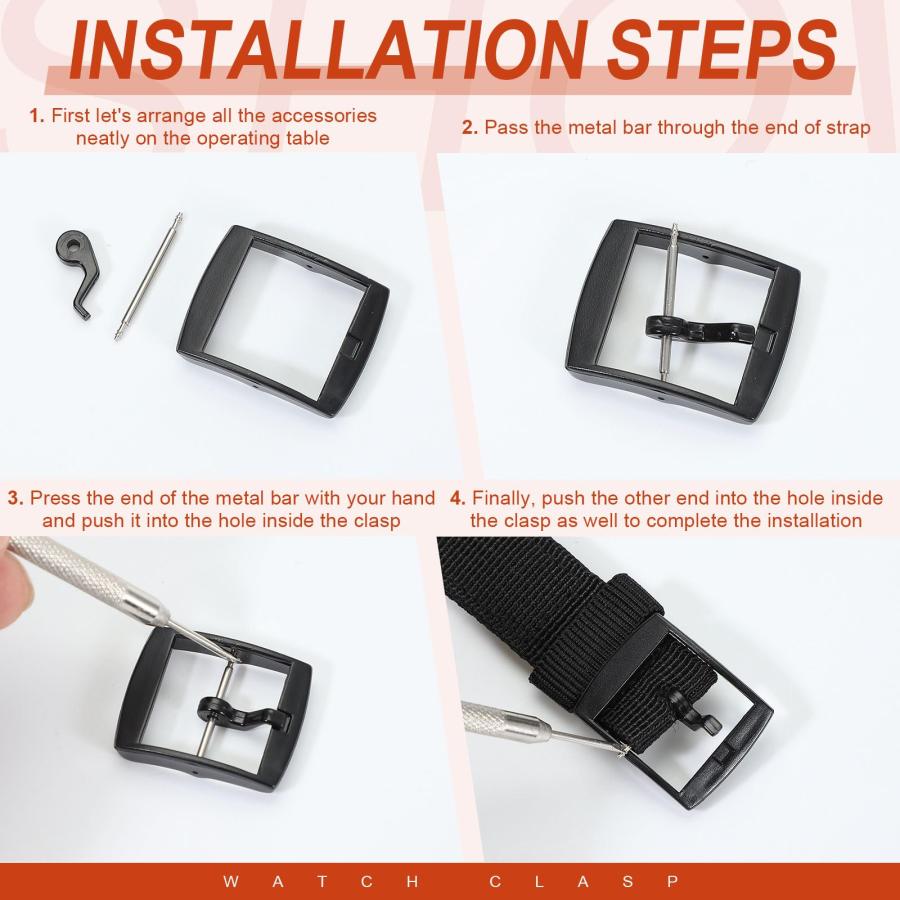 uxcell 腕時計バンド交換用バックル 20mm プラスチック製 ベージュ 4個入 レザー/シリコン/ナイロン/キャンバスバンド対応の画像