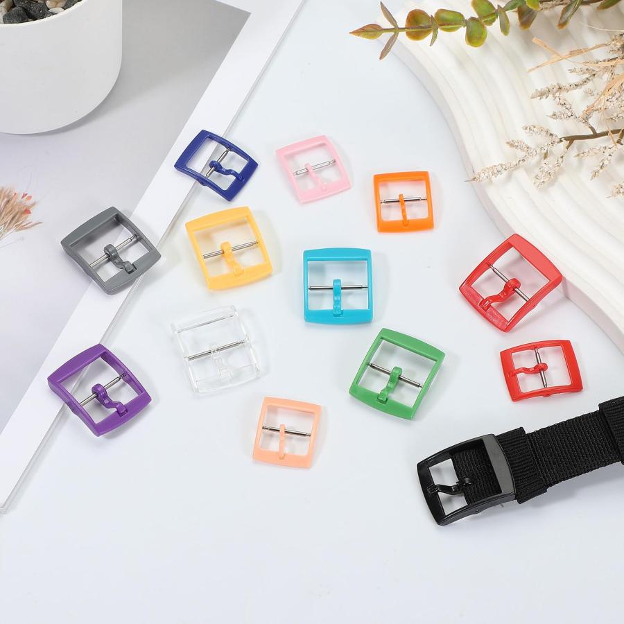 uxcell 腕時計バンド交換用バックル 20mm プラスチック製 ベージュ 4個入 レザー/シリコン/ナイロン/キャンバスバンド対応の画像