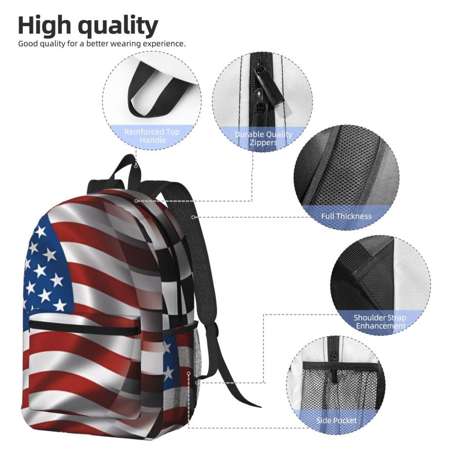 ayvcxui American Racing Checkered Flag 17 Inch Backpacks Multipurpose Laptop Backpack Double Shoulder Bag for Men Women Giftsの画像