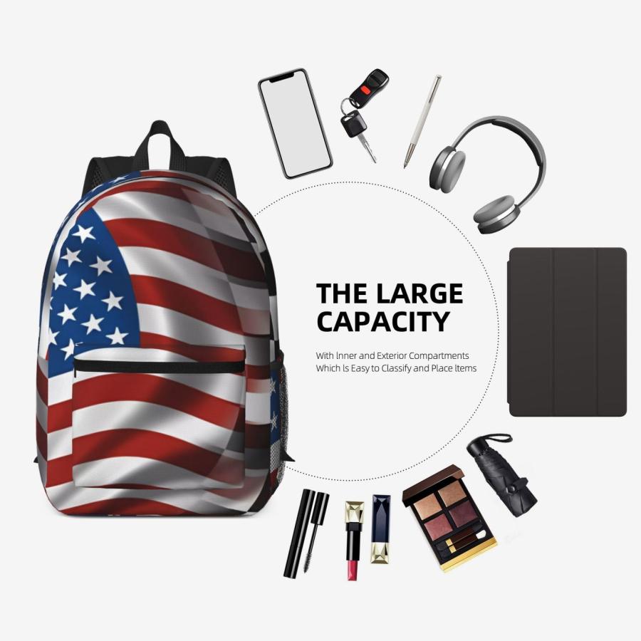ayvcxui American Racing Checkered Flag 17 Inch Backpacks Multipurpose Laptop Backpack Double Shoulder Bag for Men Women Giftsの画像