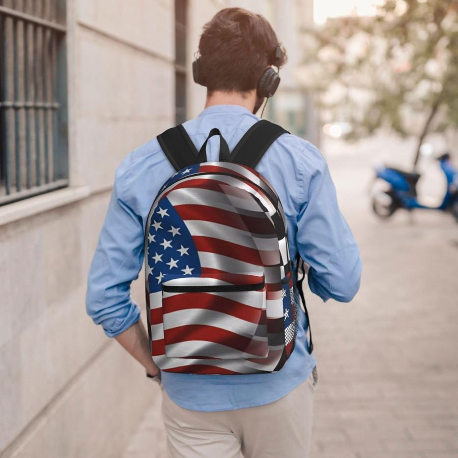 ayvcxui American Racing Checkered Flag 17 Inch Backpacks Multipurpose Laptop Backpack Double Shoulder Bag for Men Women Giftsの画像