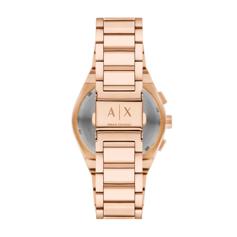 Armani Exchange Sync クロノグラフ 42mm ローズゴールドケース ブラウンダイヤル レザーストラップの画像