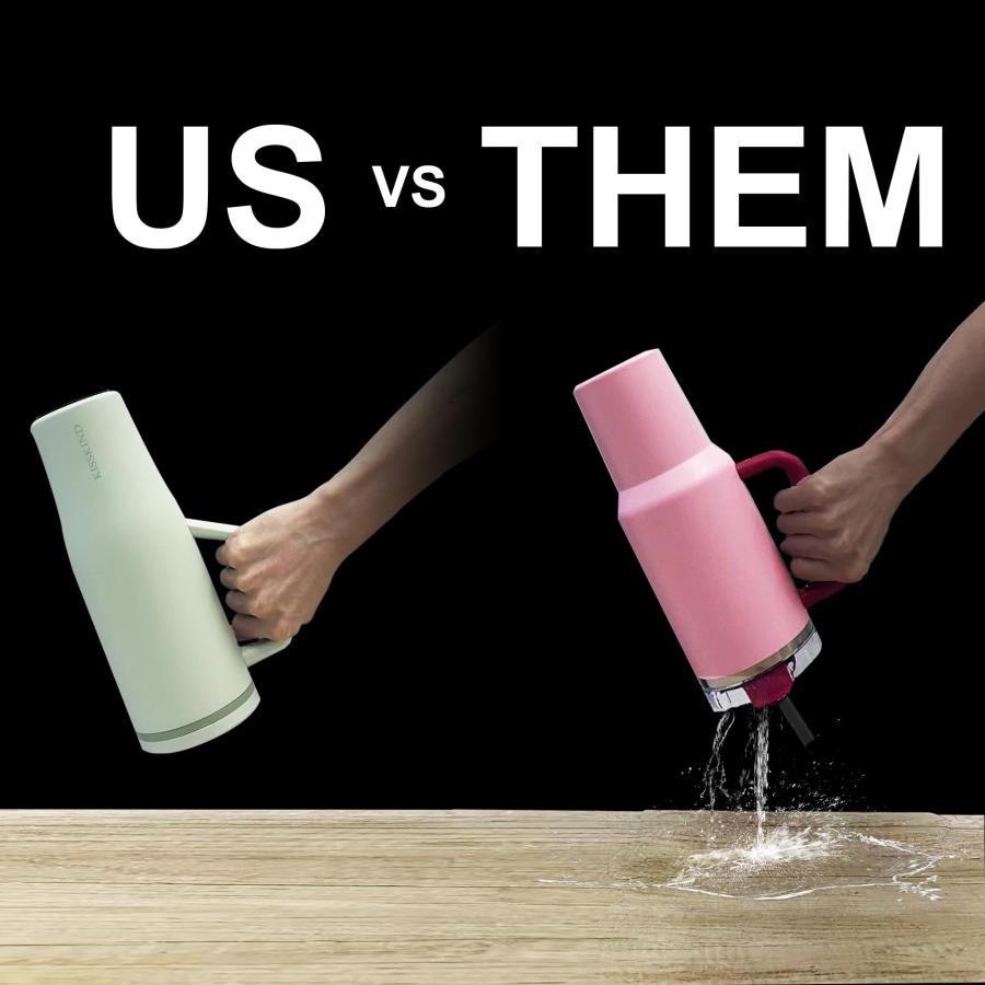 KISSKIND 40 oz Tumbler with Handle and Straw | Lumi Spin Hidden Straw 100% Leakproof Insulated Tumbler | Stainless Steel Water Bottle for Mom, Nurse,の画像