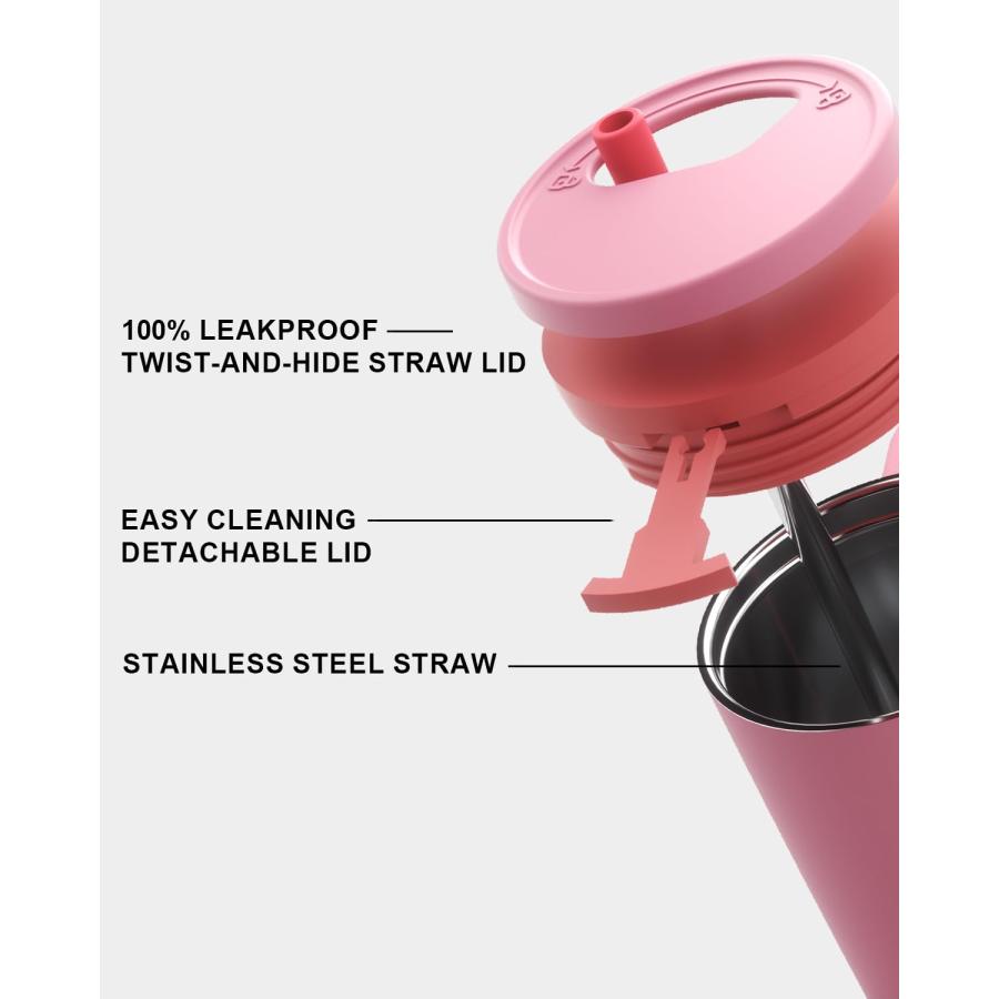 KISSKIND 40 oz Tumbler with Handle and Straw | Lumi Spin Hidden Straw 100% Leakproof Insulated Tumbler | Stainless Steel Water Bottle for Mom, Nurse,の画像