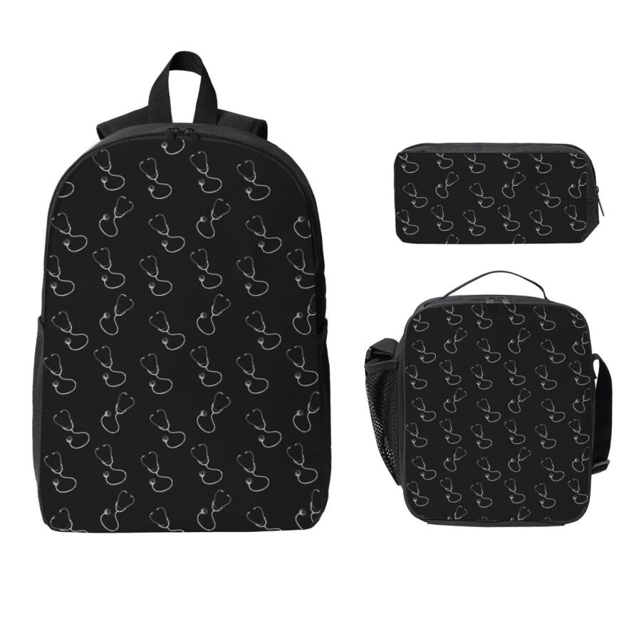 Dhyoui Nurse Medical Theme Backpack Set Lightweight Laptop Backpack Lunch Bag with Pencil Case for Women Men Travel Workの画像