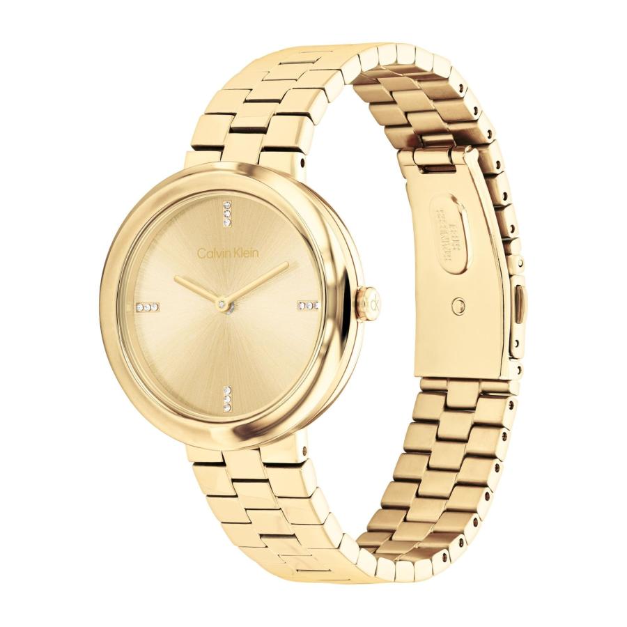 Calvin Klein Women's Twisted Bezel - 34mm 2H Quartz Slim Watch - Stainless Steel Bracelet - Modern Stylish Timepiece - Premium Fashion - Gift for Herの画像