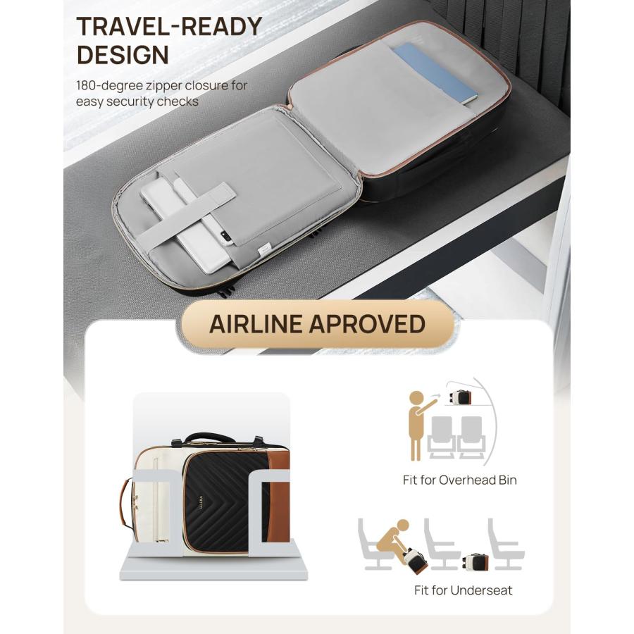Telena (テレナ) トラベルバックパック 女性用 17.3インチ ノートパソコン TSA 機内持ち込み可 個人アイテム サイズ フライト承認 トラベルバッグ デイパック マの画像