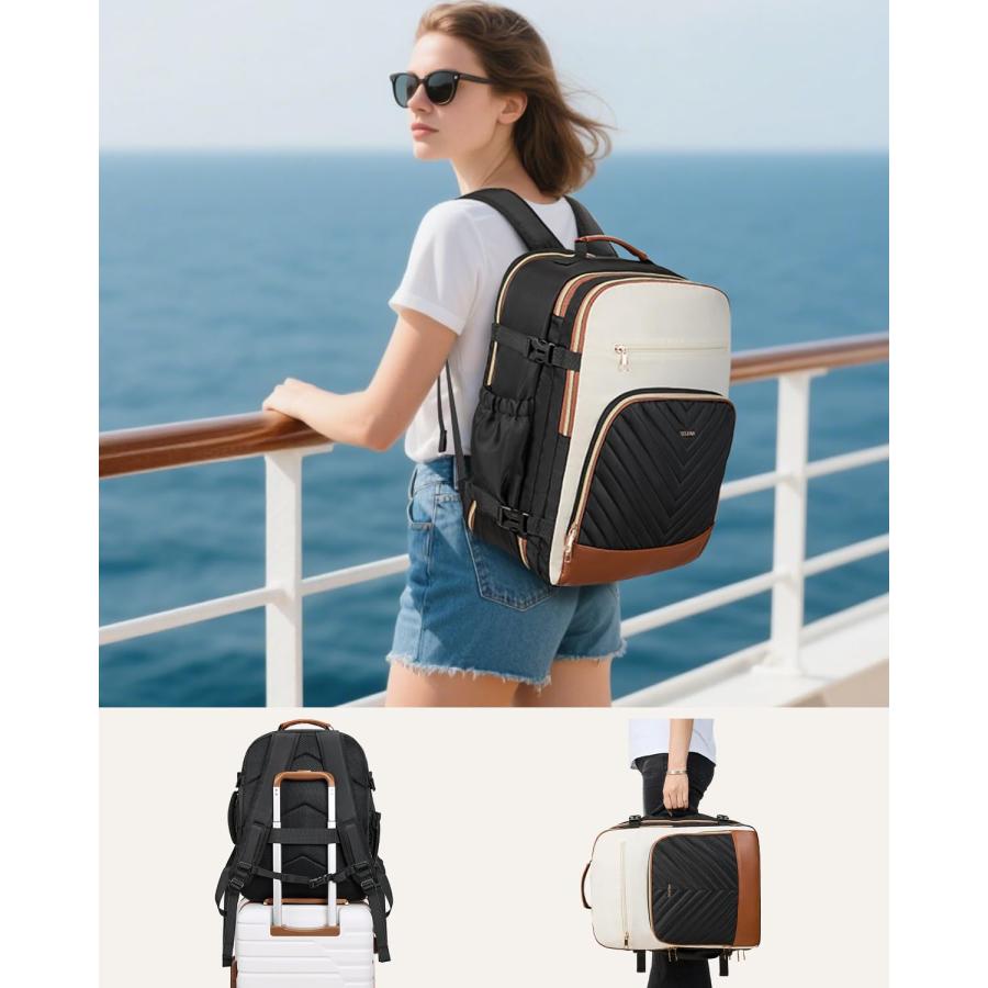 Telena (テレナ) トラベルバックパック 女性用 17.3インチ ノートパソコン TSA 機内持ち込み可 個人アイテム サイズ フライト承認 トラベルバッグ デイパック マの画像