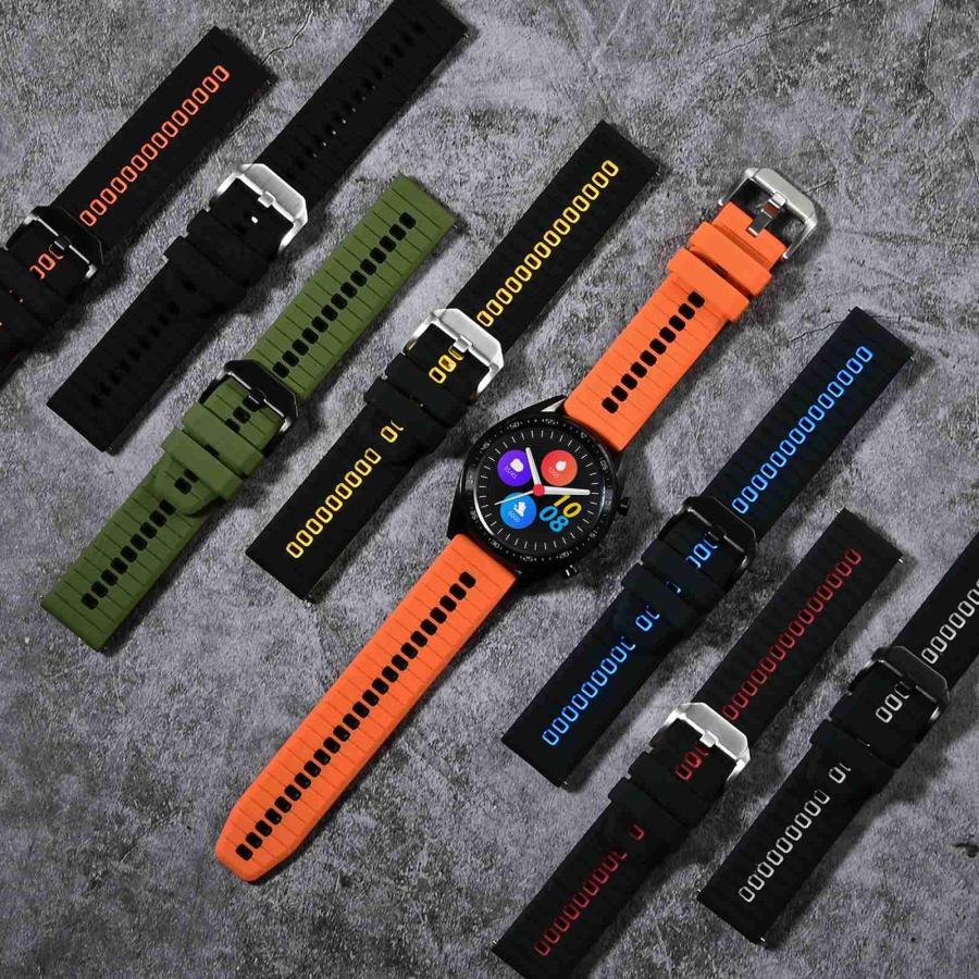 [Anbeer] 時計 ベルト 24mm ツートンカラー シリコン 腕時計 替えバンド Quick Release スポーティー ラバーバンド ブラック＆グレー シルバーバックルの画像