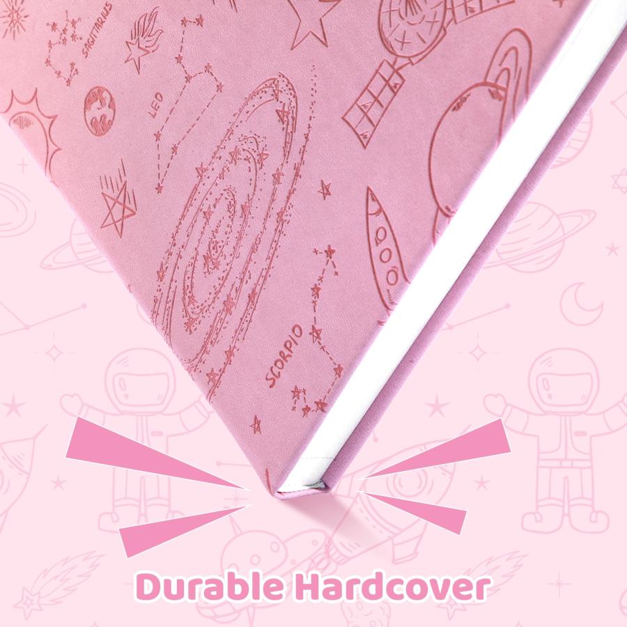水彩スケッチブック 子供用 120ポンド/200GSM 8インチ x 8インチ 正方形 スケッチブック 描画用 ハードカバー ミディアム スケッチパッド 子供 学生 ピンク_3