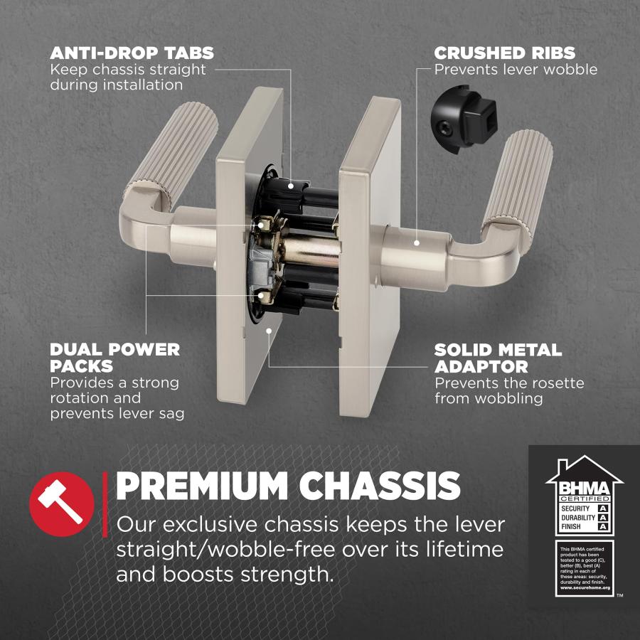 Kwikset Mirada Reededインテリアプライバシードアハンドル、ロック付き、バスルームとベッドルーム用ハンドル、マットブラック、リバーシブルキーレスプッシュ_2