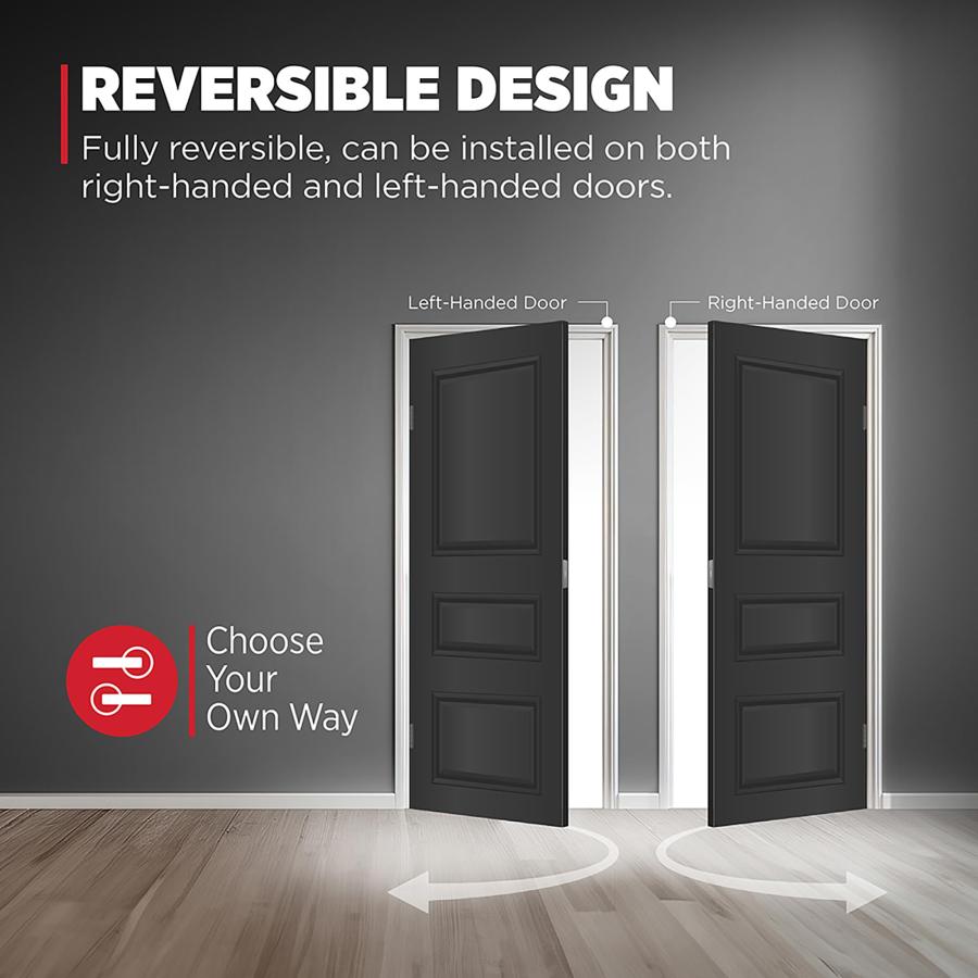 Kwikset Mirada Reededインテリアプライバシードアハンドル、ロック付き、バスルームとベッドルーム用ハンドル、マットブラック、リバーシブルキーレスプッシュ_4