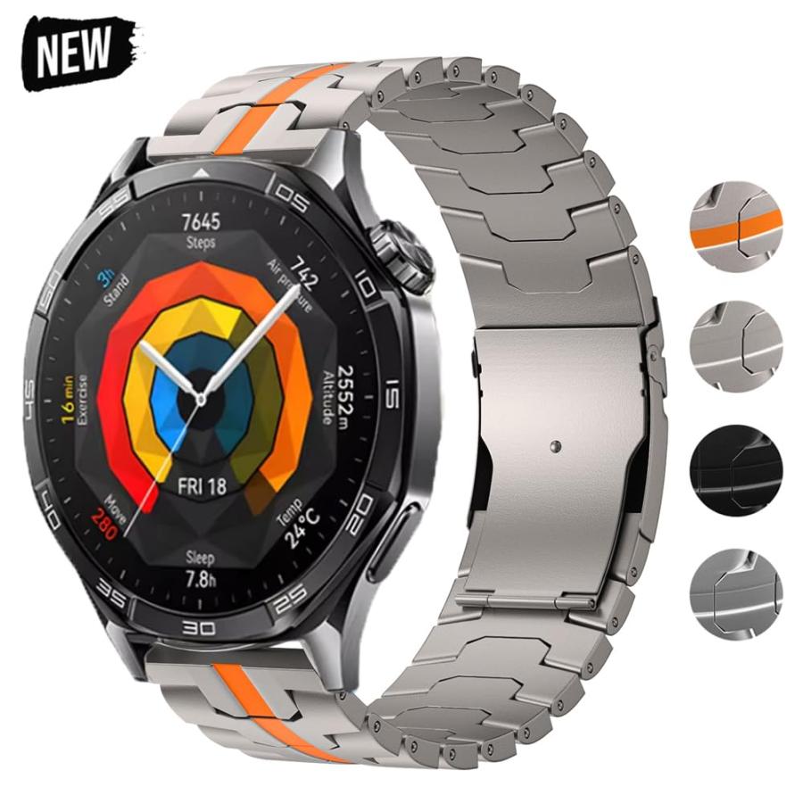 Huawei Watch GT5 46mm / GT3 / GT2e 対応 22mm ステンレスバンド 316L ビジネス リンクブレスレット シルバーの画像